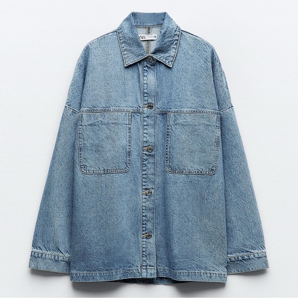 Zara Light Blue Denim Button-Up Jacket